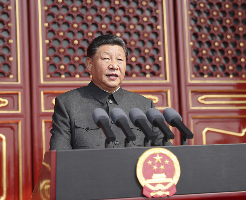 10月1日上午，慶祝中華人民共和國成立70周年大會在北京天安門廣場隆重舉行。中共中央總書記、國家主席、中央軍委主席習近平發(fā)表重要講話。